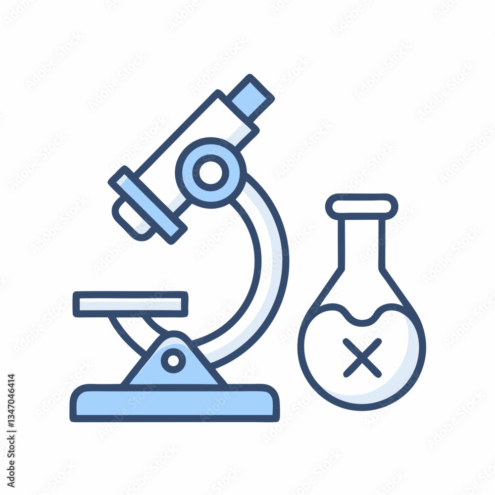 Poster microscope and laboratory flask vector design.