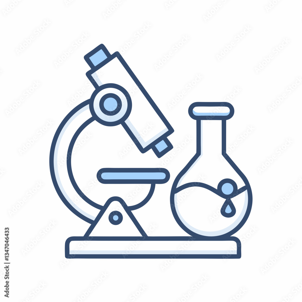 Poster microscope and laboratory flask vector design.