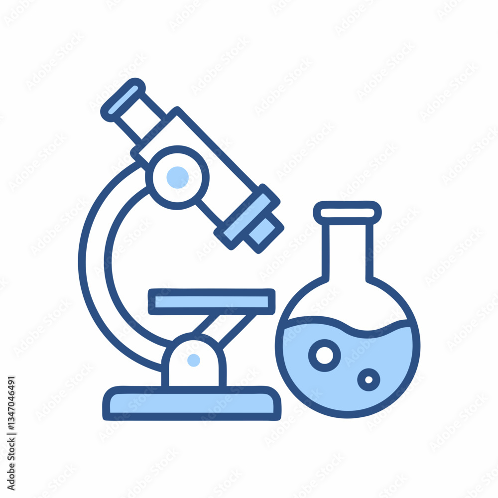 Poster microscope and laboratory flask vector design.