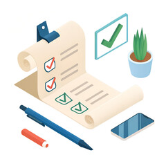 3D-rendered checklist illustration 
