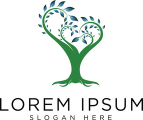 Obraz premium Abstract vibrant tree logo design, root vector - Tree of life logo design inspiration isolated on white background. 