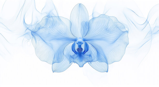 Ilustra&ccedil;&atilde;o digital de flor de orqu&iacute;dea azul em fundo branco