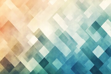 Abstract Geometric Background Teal, Beige, and White Overlapping Squares
