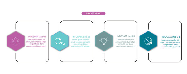 Vector infographic thin line design with marketing icons. Business concept with 4 options, steps or processes.
