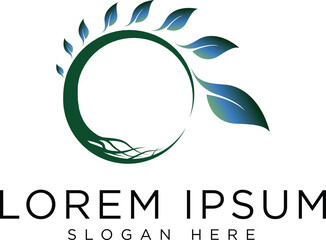 Abstract vibrant tree logo design, root vector - Tree of life logo design inspiration isolated on white background.	