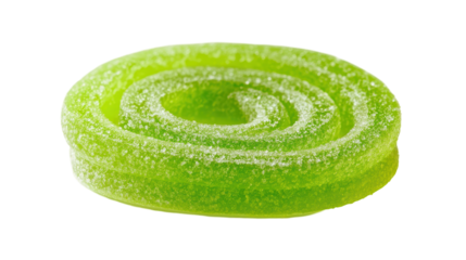 Vibrant green gummy candy with sugar coating, perfect for a sweet treat.