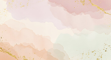Elegant pastel watercolor background with gold accents in soft abstract design