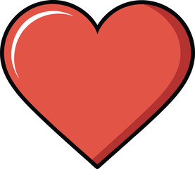 Simple Red Heart Icon with Bold Outline, A simple, solid red heart icon with a bold black outline, representing love, affection, and emotion.
