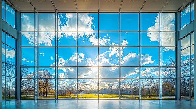 Panoramic view of a large window