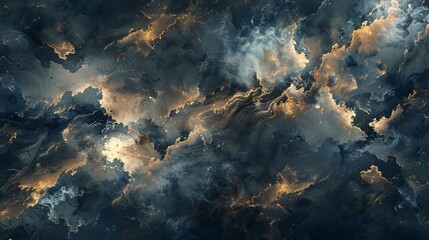 Obraz premium Dark Abstract Cloud Background with Gold Accents and Fluid Texture