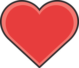 Illustration of Solid Red Heart Icon, An illustration of a solid red heart with a bold outline, symbolizing love, affection, and strong emotions.  
