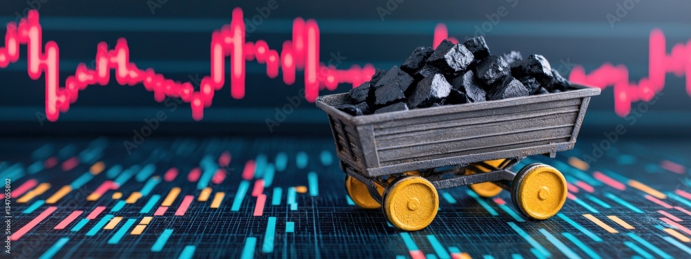 Poster a mining cart filled with investment charts instead of coal.