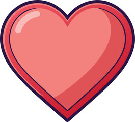 Illustration of Shiny Red Heart Icon, An illustration of a shiny red heart with a glossy finish, symbolizing love, affection, and positive emotions.  
