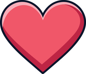 Illustration of Glossy Heart Icon, An illustration of a glossy red heart, representing love, affection, and emotional connection.  
