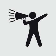 vector flat icon of person talking using loudspeaker