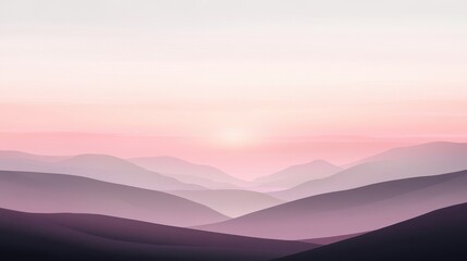 Fototapeta premium Pink Mountain Sunrise Landscape with Misty Valley Vista.