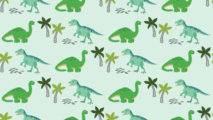 Dinosaurs seamless pattern background. Cute Dinosaurs illustration pattern. Cartoon Dinosaurs background. Perfect for fashion clothes, shirt, fabrics, textiles, wallpaper, decor, print, packaging.