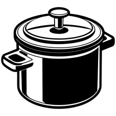  Classic Cooking Pot Vector Icon – Black and White Kitchenware Illustration
