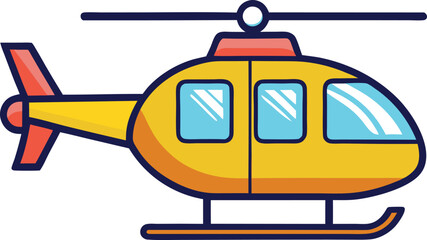 Illustration of Yellow Helicopter Icon, An illustration of a bright yellow helicopter with clear windows, showcasing a simple and vibrant design.
