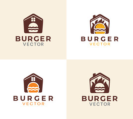 Burger house vector logo design 