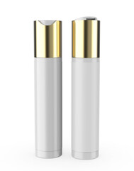 Blank Press Top Cap Cosmetic Container with Label 3d Illustration.