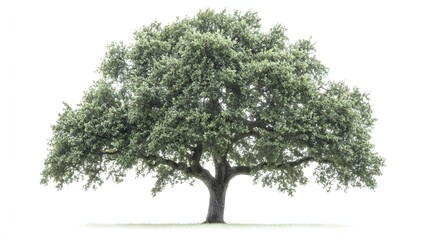 Obraz premium Large Leafy Tree with Abundant Foliage Standing Alone Against a White Background