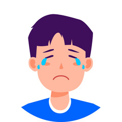 Sad Cartoon Character with Tears, Design Inspiration, Illustration, Vector, Object, Template, Character