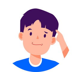 Illustration of a Thinking Young Man, Design Inspiration, Illustration, Vector, Object, Template, Character