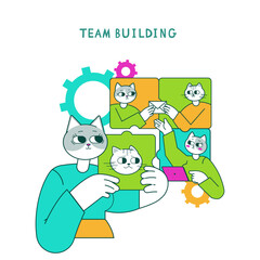 Business Cat. Flat Vector Illustration