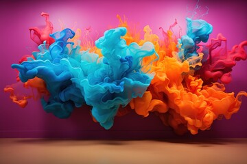 Colorful smoke on a wall background