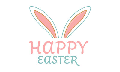 Happy Easter Clipart with Pastel Eggs and Flowers. Spring Holiday Design