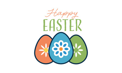 Happy Easter Clipart with Pastel Eggs and Flowers. Spring Holiday Design