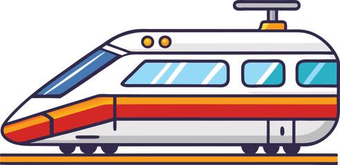 Modern High-Speed Train Icon for Travel or Transport, Stylized high-speed train icon in white, red, and yellow, ideal for transportation, travel, or railway-themed content.
