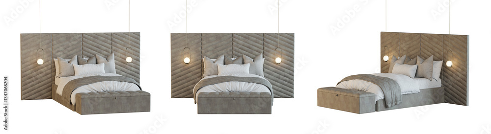 Poster bed isolated on transparent background. 3d render.