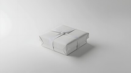 Beautifully Wrapped White Gift Box with Ribbon for Holiday or