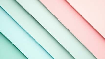 Obraz premium Minimalist Smooth Pastel Color Background with Diagonal Layers of Mint Green, Pale Blue, and Soft Pink Tones