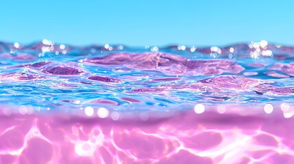 Water Surface with Pink Reflection and Blue Sky Abstract Design