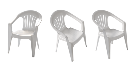 three white chairs isolated in the background