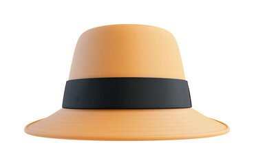 Stylish peach-colored hat with a dark grey band for sun protection and fashion PNG on Transparent Background