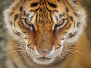 Captivating Gaze: Close-up of a majestic tiger, its intense eyes piercing through the lens, revealing the raw beauty and power of the wild.