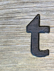 Written Wording in Distressed State Typography Found Ransom Letter T