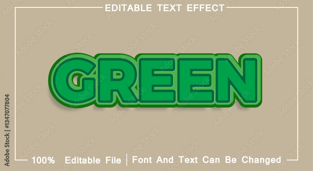 Fototapete green 3d text effect on editable file. 3d design and colorful editable text effect set.