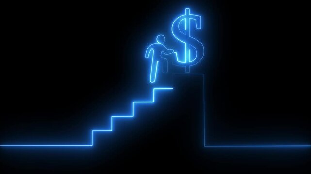 Glowing neon line Increase icon isolated on black background. coin, increase money, dollar, business concept, . Excellent financial status Money symbol with arrow and neon file document icon.