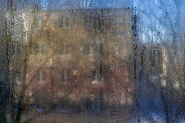 wet glass. Water drops on the windows