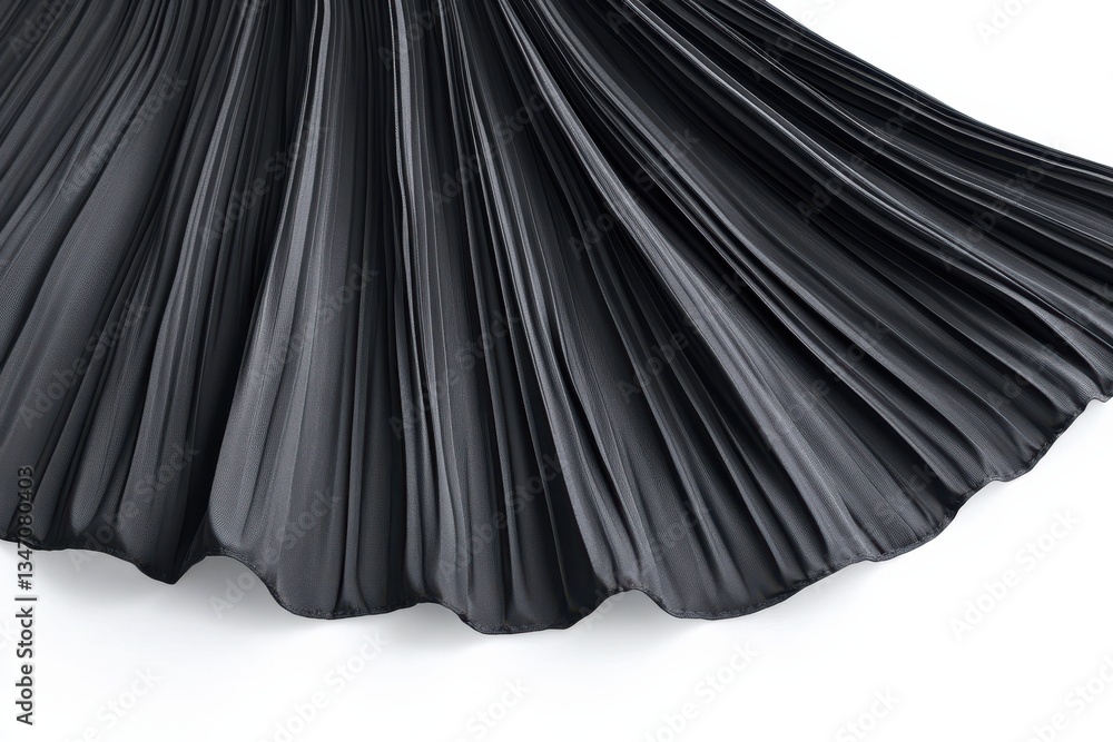 Poster elegant black pleated skirt draping softly on a smooth surface in good lighting, showcasing texture 