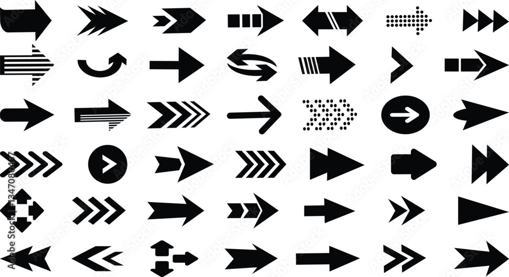 Poster black arrow vector icon pack. arrows set of 100 black icons. arrow icon. arrow vector collection. ar