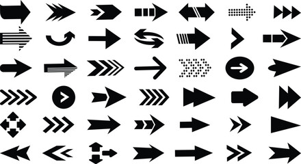 Black arrow vector icon pack. Arrows set of 100 black icons. Arrow icon. Arrow vector collection. Arrow. Cursor. Arrow icon set isolated on transparent background
