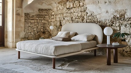 Minimalist Bedroom Interior Design Featuring Contemporary Bed and Soft Lighting in Tranquil Space