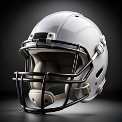 Naklejka premium A sleek, modern white football helmet featuring a black faceguard, designed for safety and performance in contact sports background white