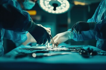 surgical team prepare the surgery instrument